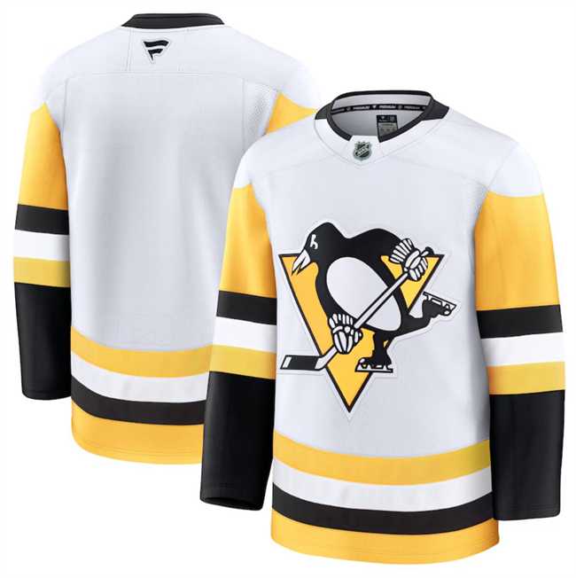 Mens Pittsburgh Penguins Blank White 2024-25 Away Stitched Hockey Jersey Dzhi